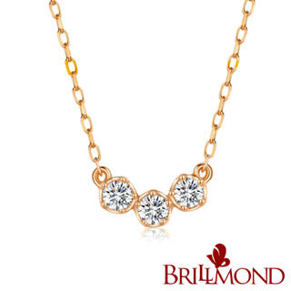 【BRILLMOND JEWELRY】輕珠寶10分18K玫金微笑鑽石套鍊(天然鑽石總重10分 全18K金台+鍊)