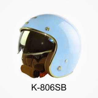 華泰 Ninja 安全帽 K-806SB 晶淬 湖水藍 金色邊框 多層膜內墨鏡 金屬齒排釦 全拆洗 復古帽《比帽王》