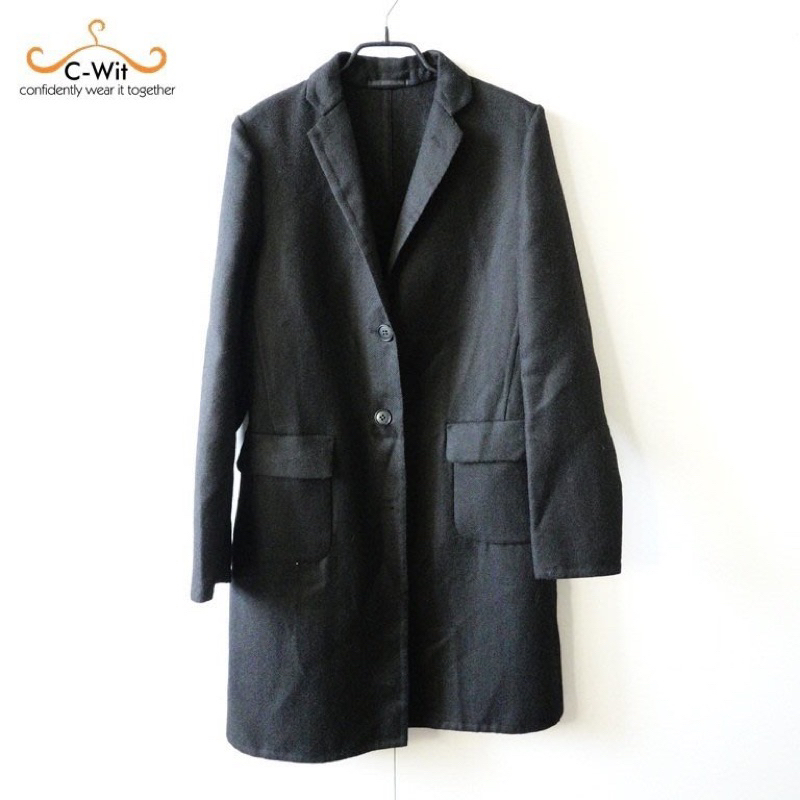 日本【UNIQLO X INES DE LA FRESSANGE聯名系列】黑色混羊毛西裝式外套