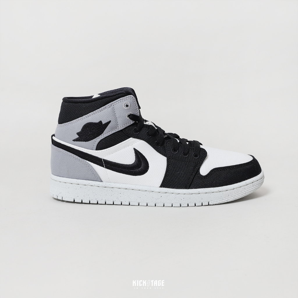 AIR JORDAN 1 MID CANVAS BLACK 黑白灰 帆布 影子 中筒休閒鞋【DV0427-100】AJ1