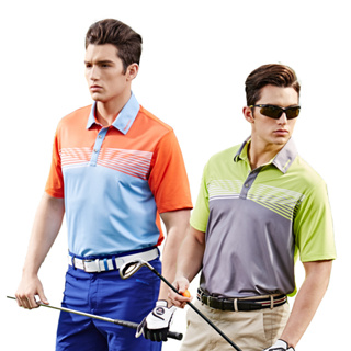 Snowbee Golf 雙色線條交叉短袖Polo衫(透吸濕排汗上衣 男高爾夫球衣 健身 爬山 戶外運動 高球 網球