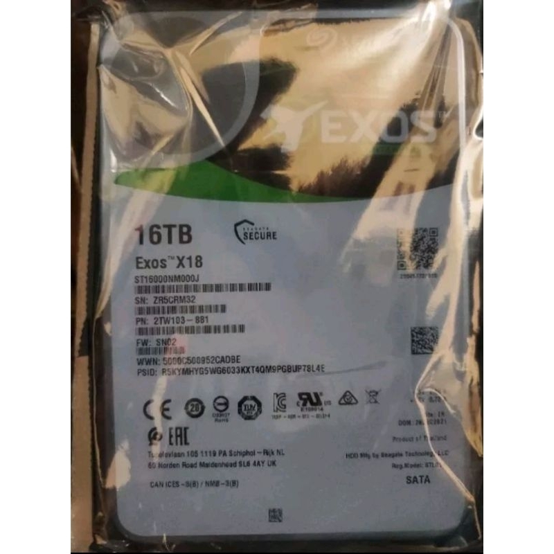 Seagate 希捷 Exos X18 16TB 企業碟 靜電包裝 7200 rpm, 記憶體256mb 店保3年 預購