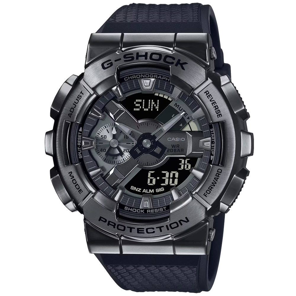 CASIO卡西歐 G-SHOCK 金屬感雙顯腕錶 GM-110BB-1A