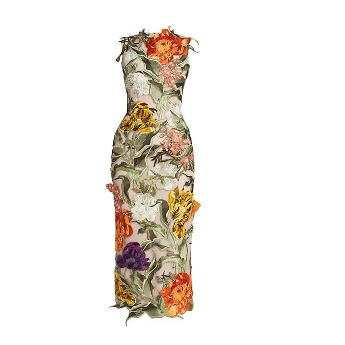 美國貝菈歐閣Belloago Erdem Sage Embroidered Floral Midi-Dress