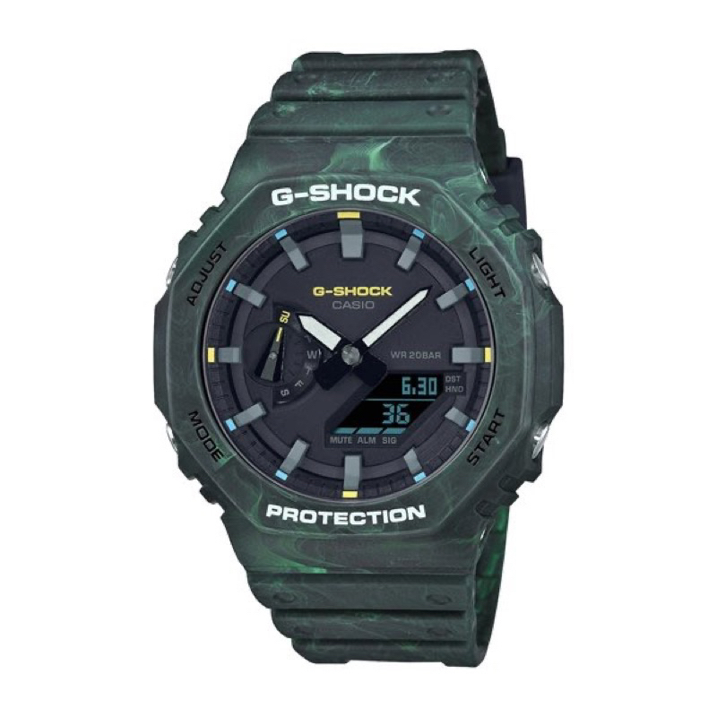 全新台灣卡西歐公司貨G-SHOCK 神秘森林 雨林綠 八角形錶殼 GA-2100FR-3A  歡迎詢問 ㄧ年保固