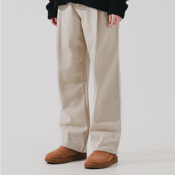 【WV PROJECT】Flip Side 寬版棉褲 22FW 米色