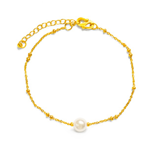【元大珠寶】『珍情愛你』黃金手鍊 水晶珍珠-純金9999國際標準3-0128