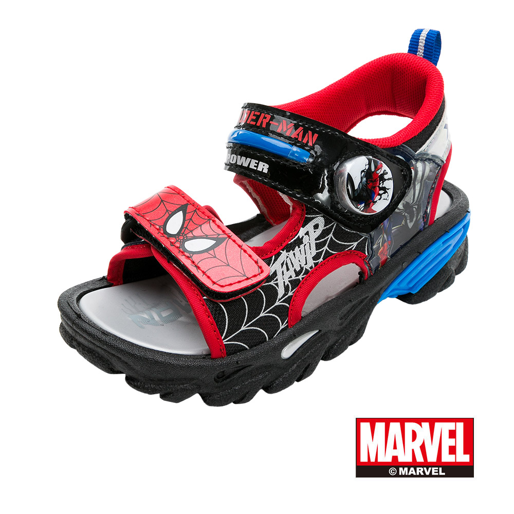 Marvel 漫威 蜘蛛人 童鞋 電燈涼鞋 黑紅/MNKT35102/K Shoes Plaza