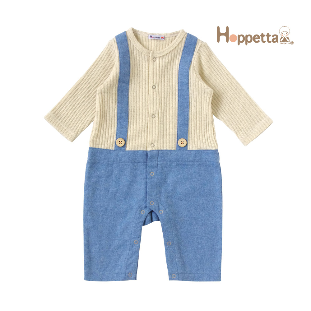 【Hoppetta】假兩件式針織吊帶褲 嬰幼兒揹帶褲 吊帶褲 嬰幼兒服飾