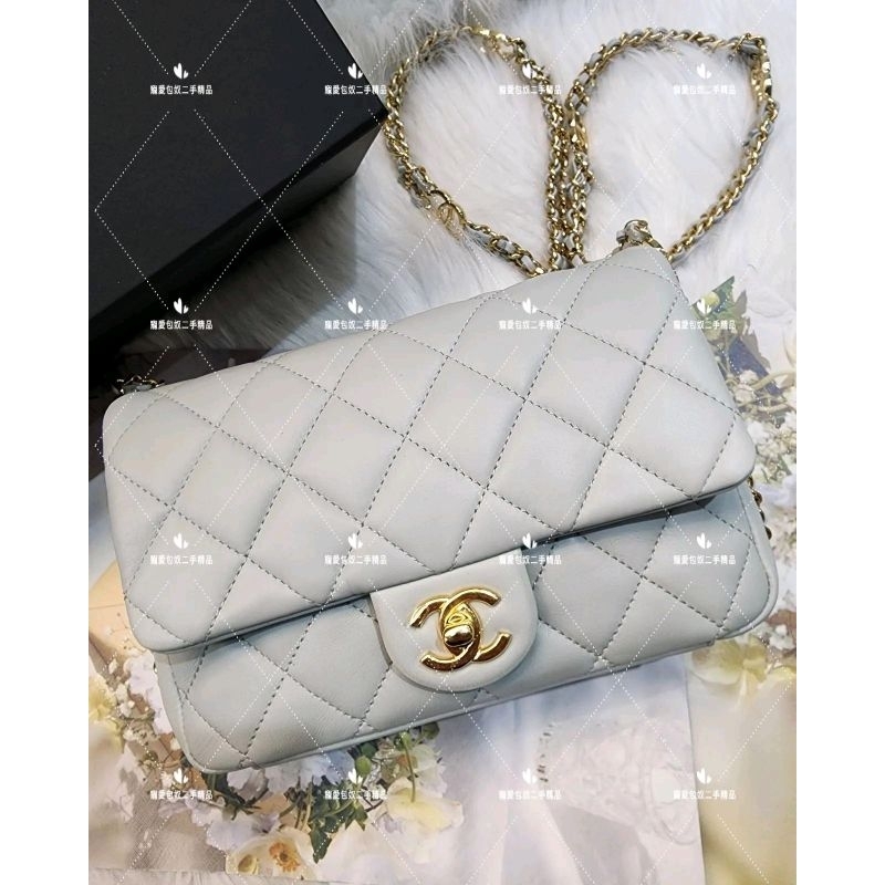 CHANEL mini coco 20 雙c雙鏈 灰金
