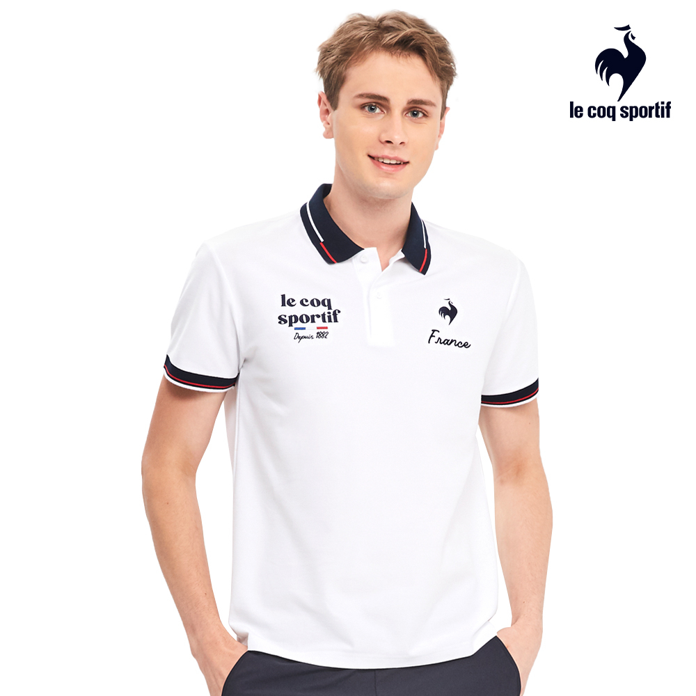 【LE COQ SPORTIF 法國公雞】涼感休閒經典短袖POLO衫-男款-白色-LWR21344