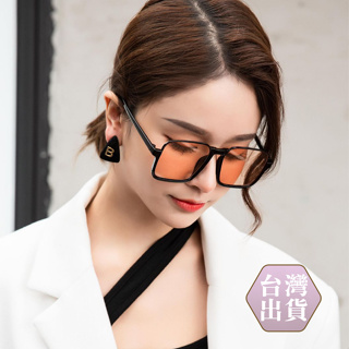 韓版復古半框 時尚茶色造型眼鏡 街拍素顏裝飾 台灣出貨 方型大框臉顯瘦 潮流平光鏡ss1665 流行眼鏡