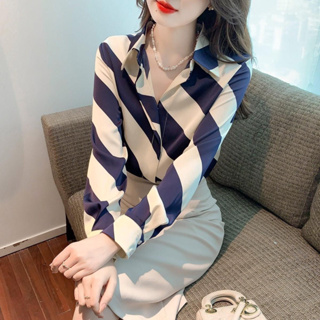 韓版新款時髦打底雪紡襯衫 女裝襯衣 時尚長袖上衣 長袖襯衫