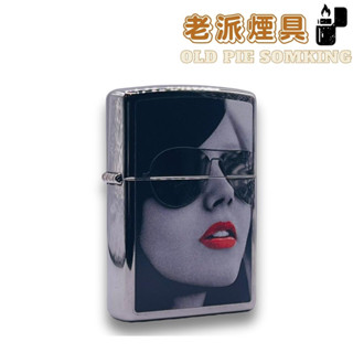 『老派煙具📍99免運』美國 Zippo 打火機『Gold Design 墨鏡女郎』“鍍鉻鏡面”『28274』快速發貨
