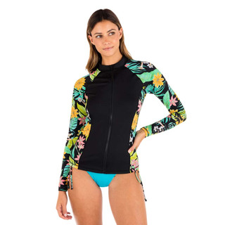 HURLEY｜女 BLOOM WASH ZIP FRONT RASHGUARD 拉鍊防磨衣