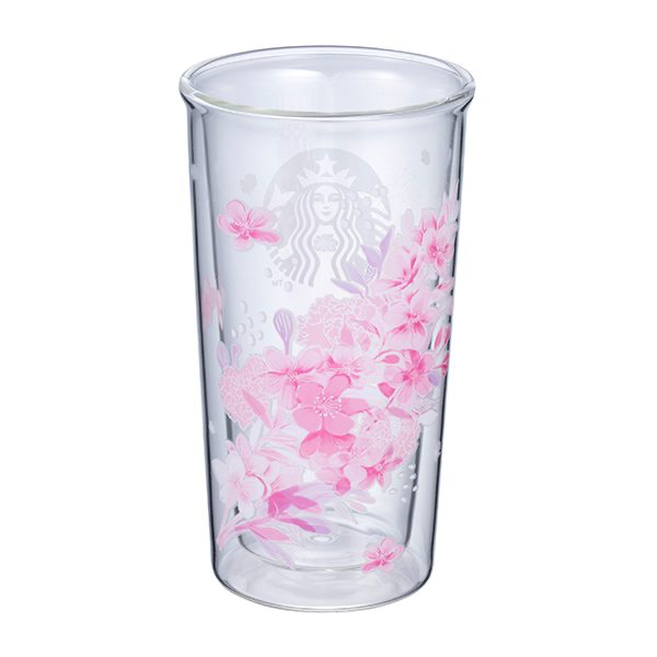 全新正品 星巴克 粉櫻花簇雙層玻璃杯