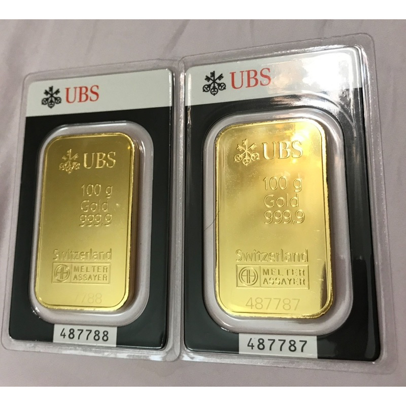 台灣銀行購入 UBS 瑞士銀行 Gold 999.9黃金條塊 100g/250g 附證明書