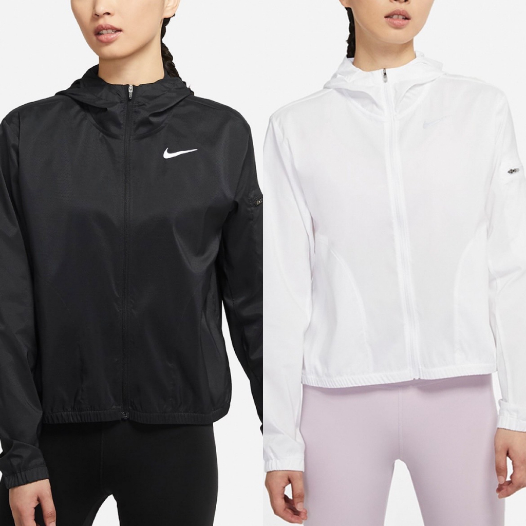Nike 運動外套 連帽 風衣 運動 防曬 輕薄 透氣 夏日 慢跑 女 黑 DH1991010 白100