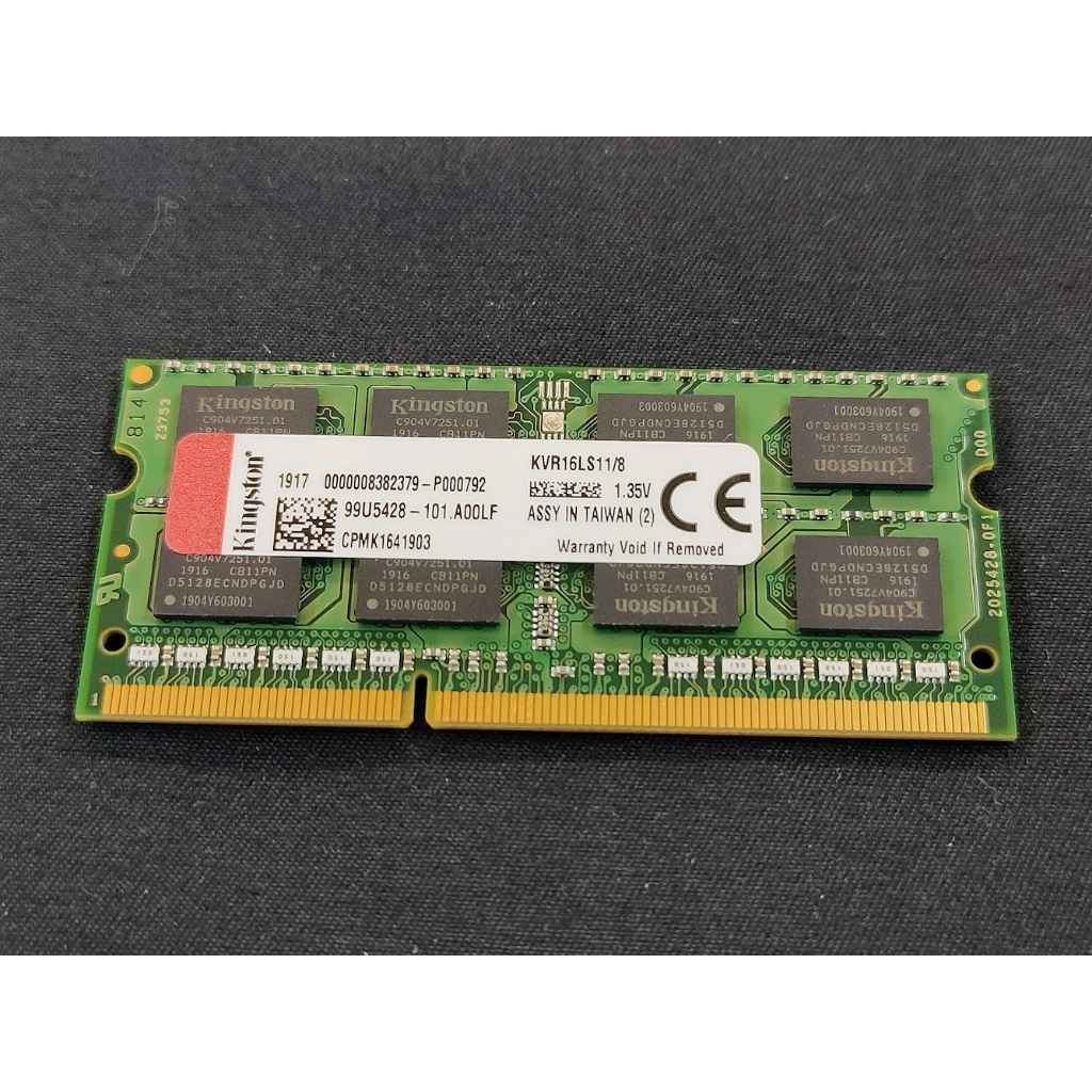 終身保固 金士頓 Kingston DDR3 DDR3L 低電壓 8G 8GB 1600 12800 雙面 筆電 記憶體