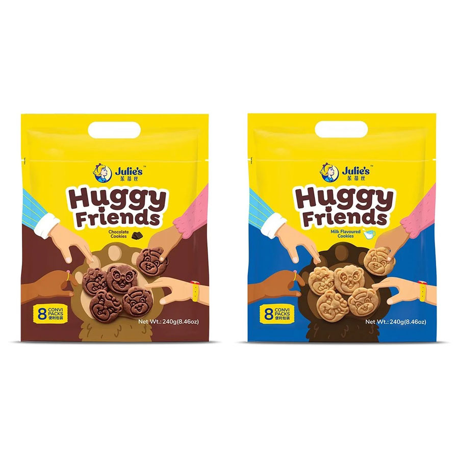 《餅乾》Julie's Huggy Friends茱蒂絲巧克力味小熊餅/牛奶味小熊餅/小熊夾心餅乾/小熊造型餅乾/小熊餅