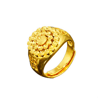 臺灣現貨 黃金太陽花戒指 仿 純金9999 千足金 結婚對戒 鍍金沙金 可火燒 情侶對戒 鈦金 仿18K金 FB直播