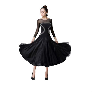 5Cgo 臺北現貨促銷-性感魅惑摩登舞連衣裙交誼舞大擺探戈舞裙優雅瑰麗高檔國標舞比賽裙鑲鑽596868531714