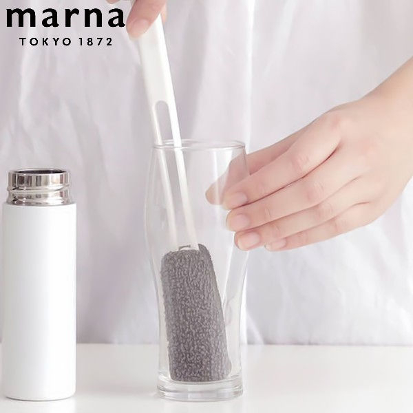 一草一木~日本製 MARNA 海綿刷 可替換 保溫瓶 冷水壺 奶瓶 刷子 清潔刷 水瓶刷~保證日本正品