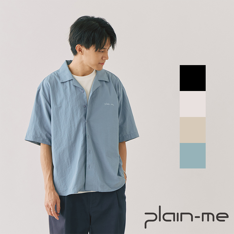 【plain-me】開領刺繡短袖襯衫 PLN3327-241