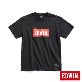 EDWIN EDGE系列 跑車BOX LOGO立體印花短袖T恤(黑色)-男款