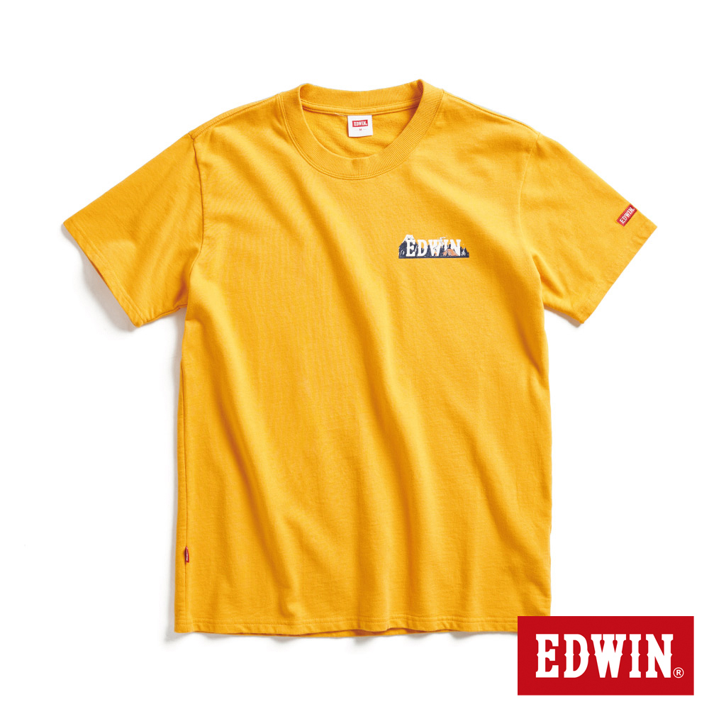 EDWIN 露營系列 富士山腳營地LOGO小印花短袖T恤(桔黃色)-男款