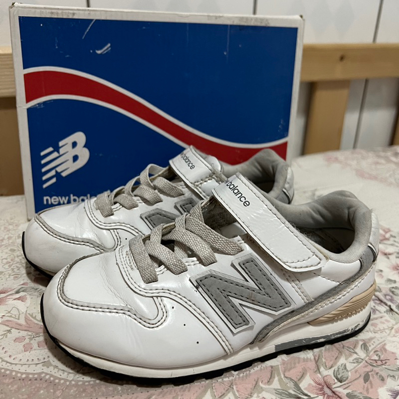 new balance 童鞋 皮革 白鞋 17.5cm