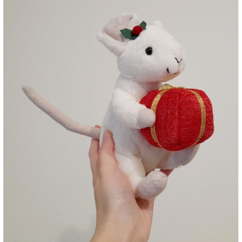 🍀全新現貨🍀Jellycat 18cm拿禮物白鼠 聖誕小白鼠 安撫娃娃 玩偶(可直接下單)