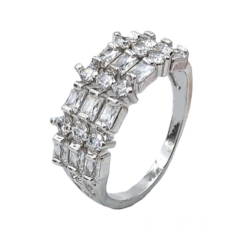 韓國鋯石水鑽戒指 6-8號 鍍24K金色 潮款單品 時尚風 寬版圓鑽方鑽 艾豆『H3958』