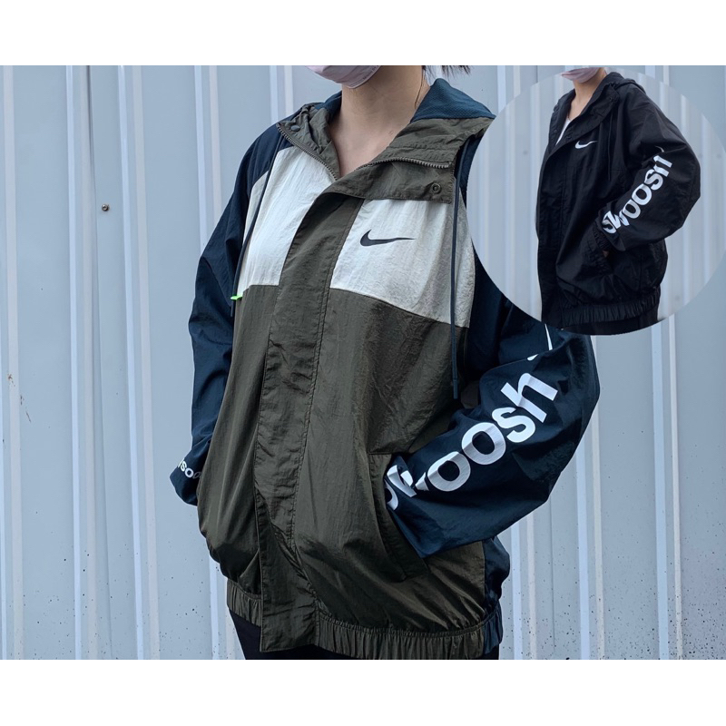 （現貨）Nike Swoosh 連帽風衣外套 全黑 藍綠拼色 騎車外套 防風外套 大勾外套 DX6311-010 222