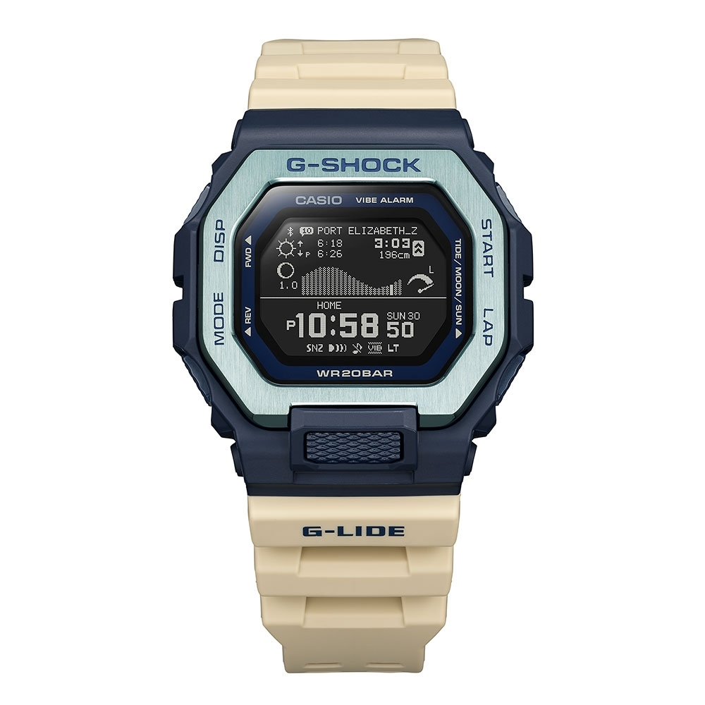 CASIO卡西歐 G-SHOCK 藍牙 衝浪運動 雙重材質錶圈 運動系列 GBX-100TT-2_46mm