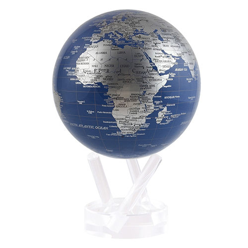 MOVA光能地球儀🌏古典銀藍地圖Blue and Silver 居家擺設．精緻送禮．轉運．紀念日．母親節．自轉地球儀
