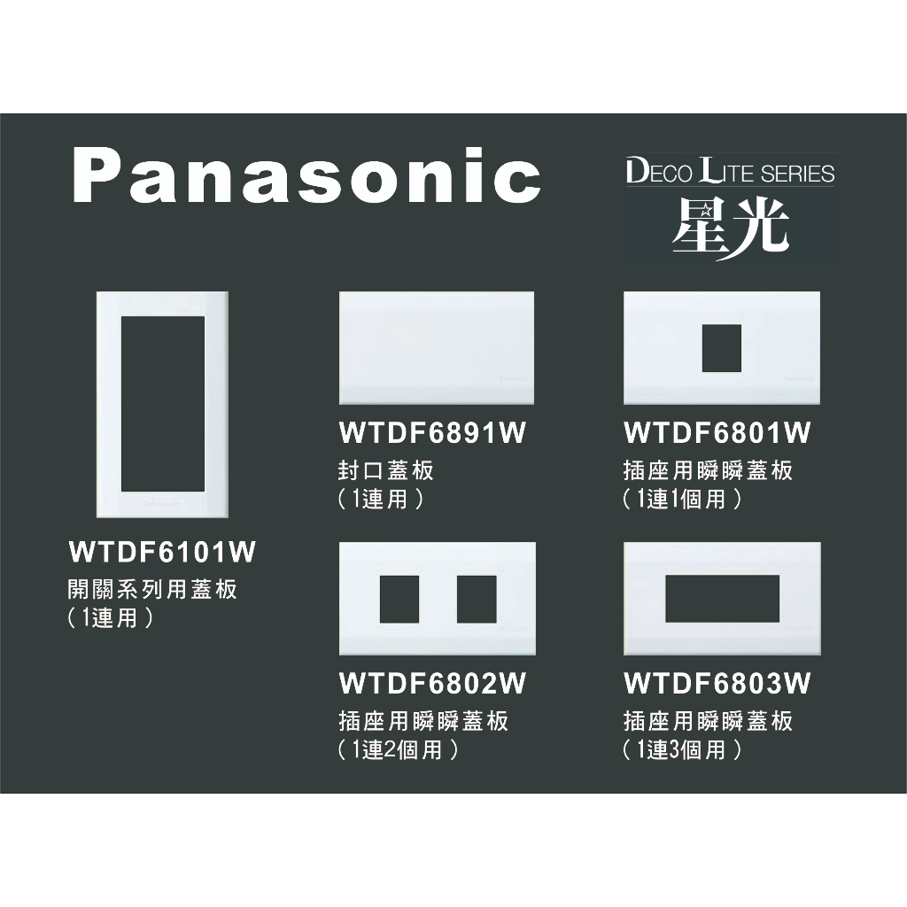 《海戰車電料》Panasonic國際牌 星光系列 WTDF6101．6801．6802．6803．6891開關插座用蓋板