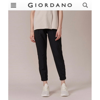 GIORDANO 女裝涼感排汗束口褲 全新XS號 [標誌黑/深藍]