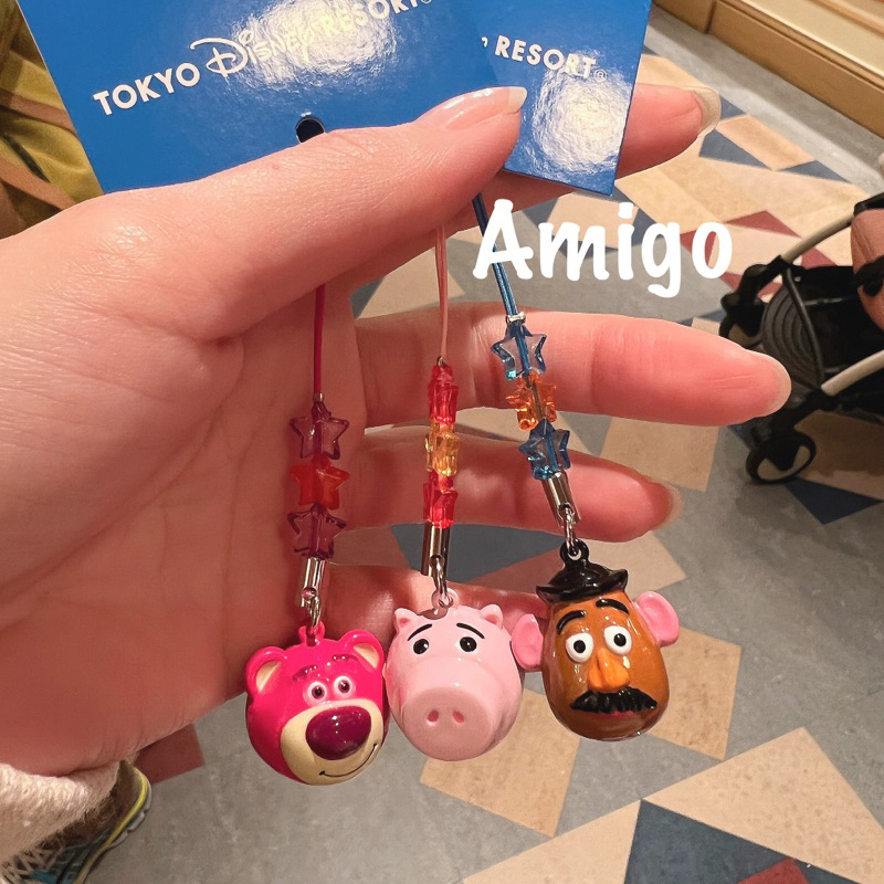 日本 迪士尼樂園 玩具總動員 熊抱哥 抱哥 火腿豬 豬排博士 蛋頭先生 大頭 頭型 造型 鈴鐺 鈴噹 吊飾 掛飾 鑰匙圈