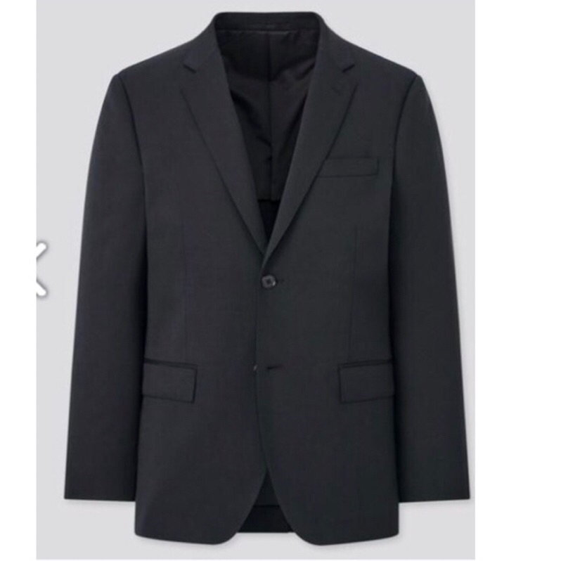 全新UNIQLO slim fit純羊毛西裝外套黑色、深藍色S號（正裝、婚宴、喜宴、業務、上班）