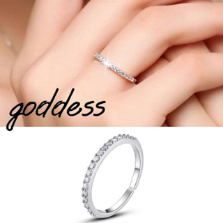 goddess飾品💜925純銀戒指 開口戒指可微調 細排鑲鑽戒指 滿天星女生戒子 閨蜜戒指 女戒指