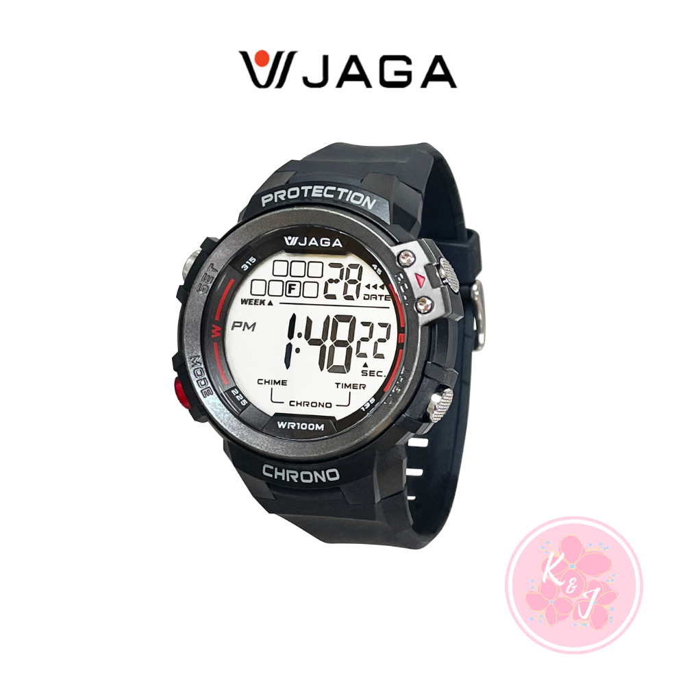 【JAGA捷卡】K&amp;J SHOP 冷光電子錶 Digital Watch  台灣廠商 學生 當兵 防水 潛水 M1219