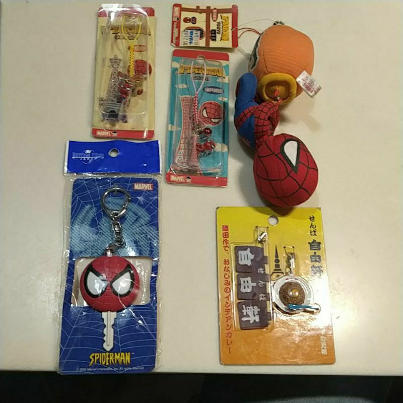 蜘蛛人，自由軒地方限定吊飾/小魔女doremi變身器鑰匙圈，削鉛筆機／和服娃娃鑰匙圈／和歌山，宇宙人吊飾