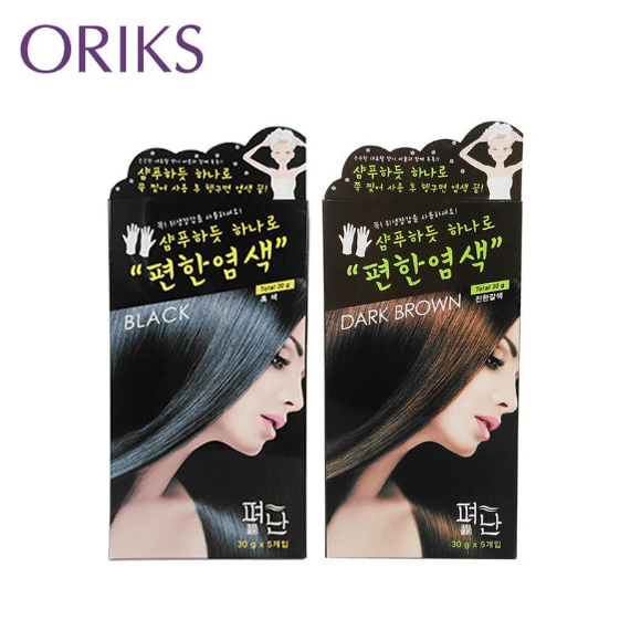 現貨【ORIKS】5分鐘快速染髮Pyeonan白髮專用,棕色一包30g (5包/盒）