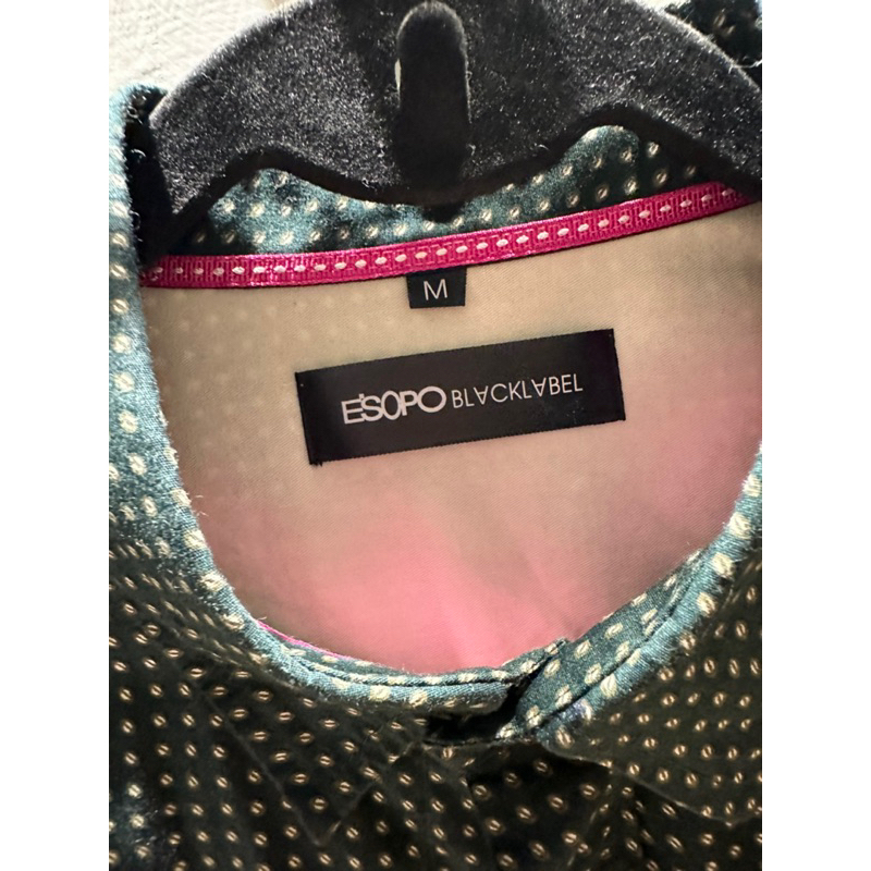 全新ESOPO男休閒上衣外套襯衫綠色點點復古