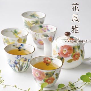 日本製 和藍 花風雅五入茶具組茶壺茶杯 一壺五杯