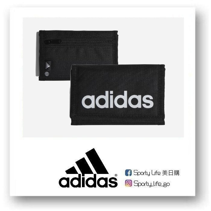 【SL美日購】adidas Linear Wallet 00 尼龍三折皮夾 錢包 黑色 愛迪達皮夾 零錢包 中夾 短夾