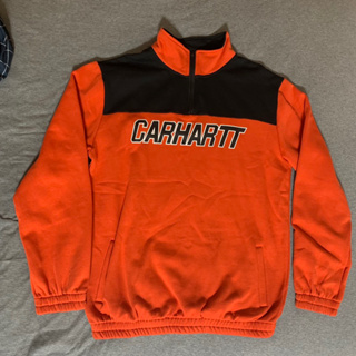 [XL號] CARHARTT WIP 黑橘 配色 高領 羊毛糕 保暖 衛衣 大學T 字體LOGO 二手