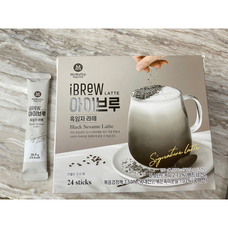 現貨 韓國🇰🇷McNulty Coffee Ibrew黑芝麻拿鐵 黑芝麻牛奶16.5g×3入 黑芝麻沖泡飲 黑芝麻沖泡粉