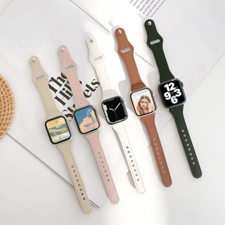 Apple Watch 9 8 SE 41mm 45mm SpoM 台灣現貨 超細小蠻腰錶帶 真皮錶帶 女士 皮革 錶帶